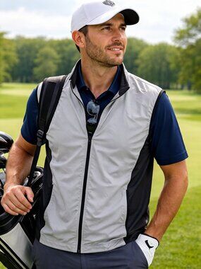 CLIQUE Gray lack Golf Zip-up Lightweight Wind Resistant Vest Jacket, XL